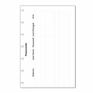Password Tracker for the Mini Happy Planner, Fits 7-Disc Notebook, Planner Password Log, Pre-punched Happy Planner Inserts, Password List