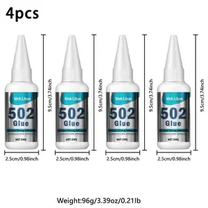 4Pcs Instant Strong Universal Super Adhesive Glue, Transparent Non-Flammable Liquid Quick Fix Repair Glue, Multipurpose Heavy Duty Bonding Essential Tool Kit for Daily Household Crafts Small Parts Emergency Connection