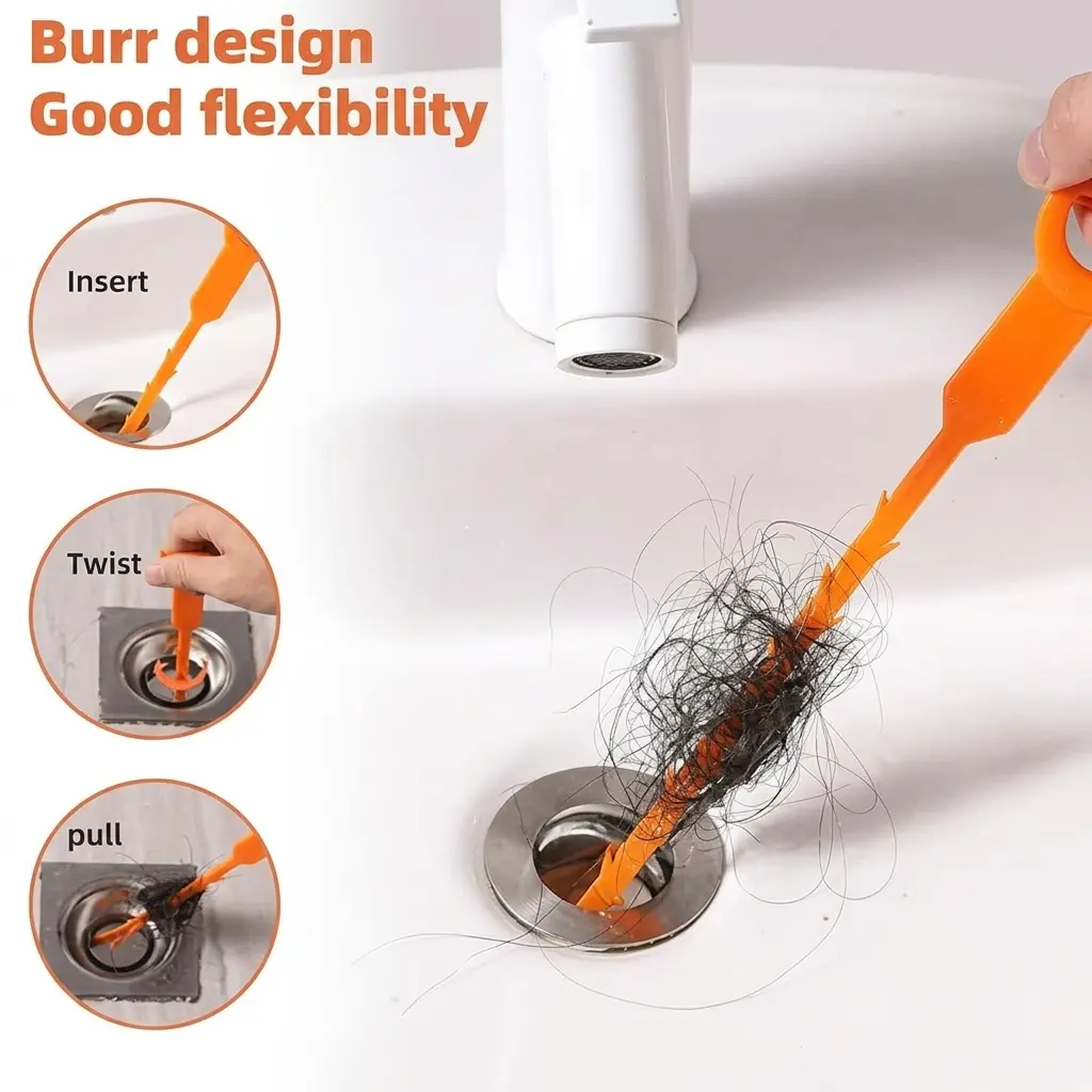 【FaddishDeal】5pcs Barbed Plastic Drain Clog Remover Snake - Pipe Cleaners Tool for Bathroom Pipes, Kitchen Sink Hoses, Pipe Cleaners Pipe Cleaning,summerwins