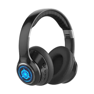 Gaming Bluetooth Headphones with LED Lights 99D Surround Sound Noise Cancelling Voice Call Push Button Volume Control Type-C Charging Compatible with Cellphones Adult Movie Video Game Theme Audio Headset Black