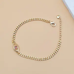 Gold Cuban Link Evil Eye Bracelet | Lucky Protection Charm - Adjustable, Perfect for Trendy Stacking & Everyday Wear