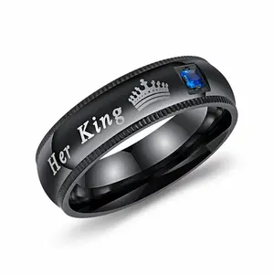 Couple's Matching Ring, His Queen or Her King Wedding Band Comfort Fit Ring US