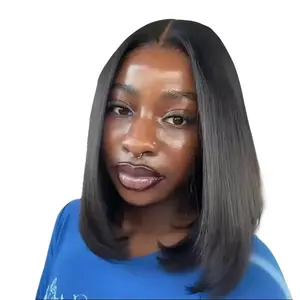 【UPGRADED】Nadula Yaki Straight Bob Lace Wig With Drawstring 180% Density 100% Human Hair Glueless for Beginners TikTokShopSpringGlowUp Greenish