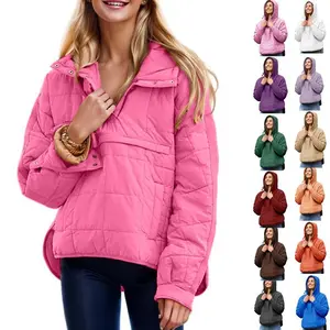 Women’s oversized down jacket, quilted hoodie, pullover, long-sleeved lightweight warm top, outerwear paired with basic minimalist outerwear GARMENTARY