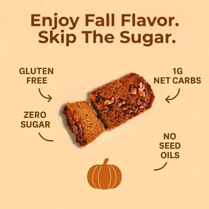 BochaSweet Keto Pumpkin Spice Walnut Bread – Sugar-Free, Soft, Moist, Gluten-Free 12 oz Loaf (Approx. 6"x 3"x 2") | Cozy Fall Flavor | BochaSweet