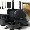 Kikcoin OOAK 22pcs Non Stick Cookware Set - PFAS-Free, Cadmium-Free, Non-Toxic Ceramic, Less Oil, Detachable Handles, Lids, Dutch Oven, Induction Compatible, Manicure-Protecting, Easy Clean, Dishwasher/Oven Safe, Easy Care, Home Use, New Year Gift Idea, N