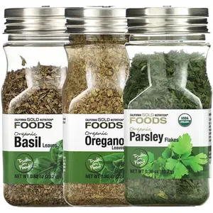 California Gold Nutrition Spice Bundle, Organic Basil Leaves, Oregano, Parsley, Bundle Pack of 3