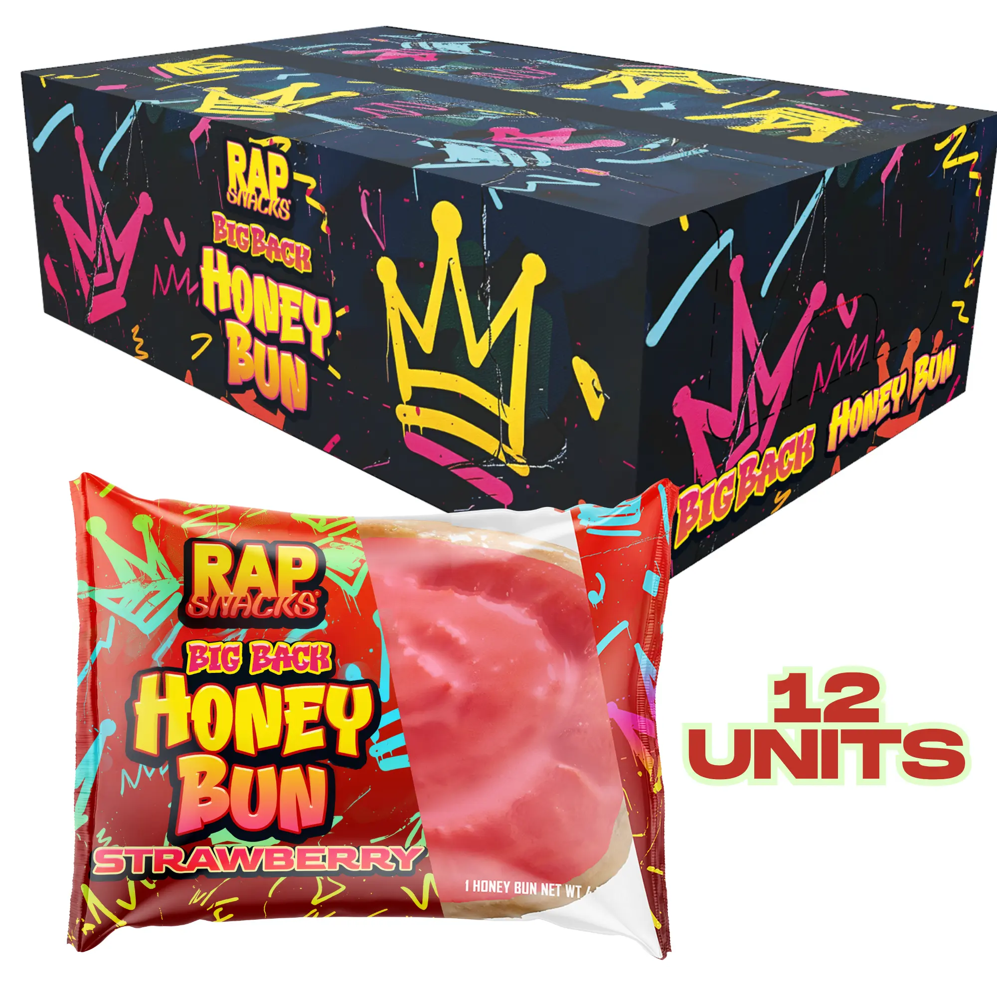 Rap Snacks Big Back Strawberry Honey Bun (Case of 12)