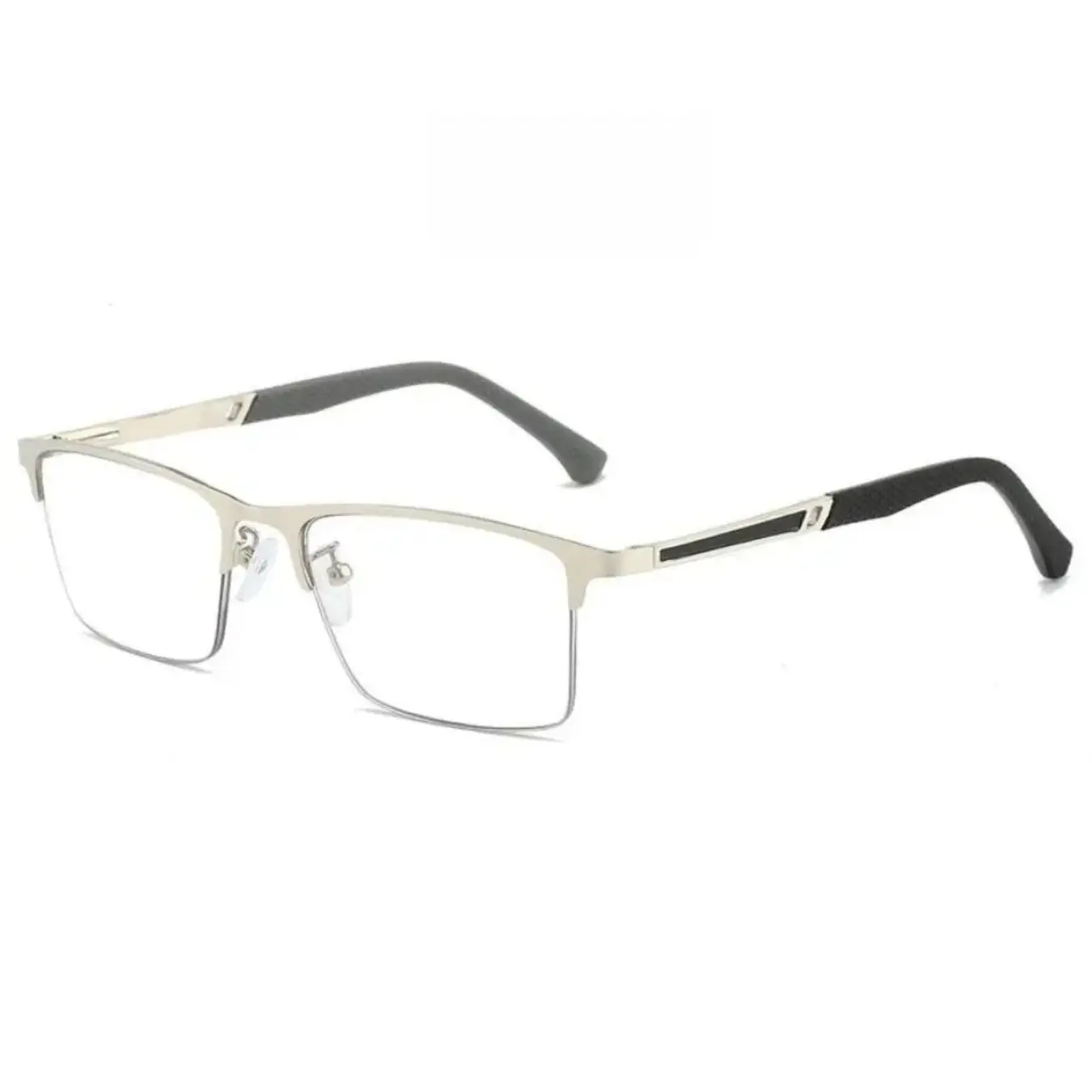 Men's Nearsighted Eyeglasses, Large Square Metal Frame with Blue Light Blocking and Spring Legs for Sports & Outdoor, Nearsighted Eyeglass, Male Eyewear, Large Frame, Blue Light Blocking Lens