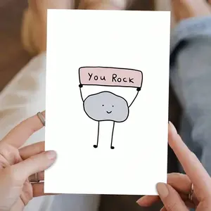 1pc "You Rock!" Friendship Card – Playful Bestie Greeting (5x7in + Envelope) | Humorous High-Five Design For Best Friends & Colleagues | Premium Quality Thank You Card & Friendship Keepsake Positive Message Card