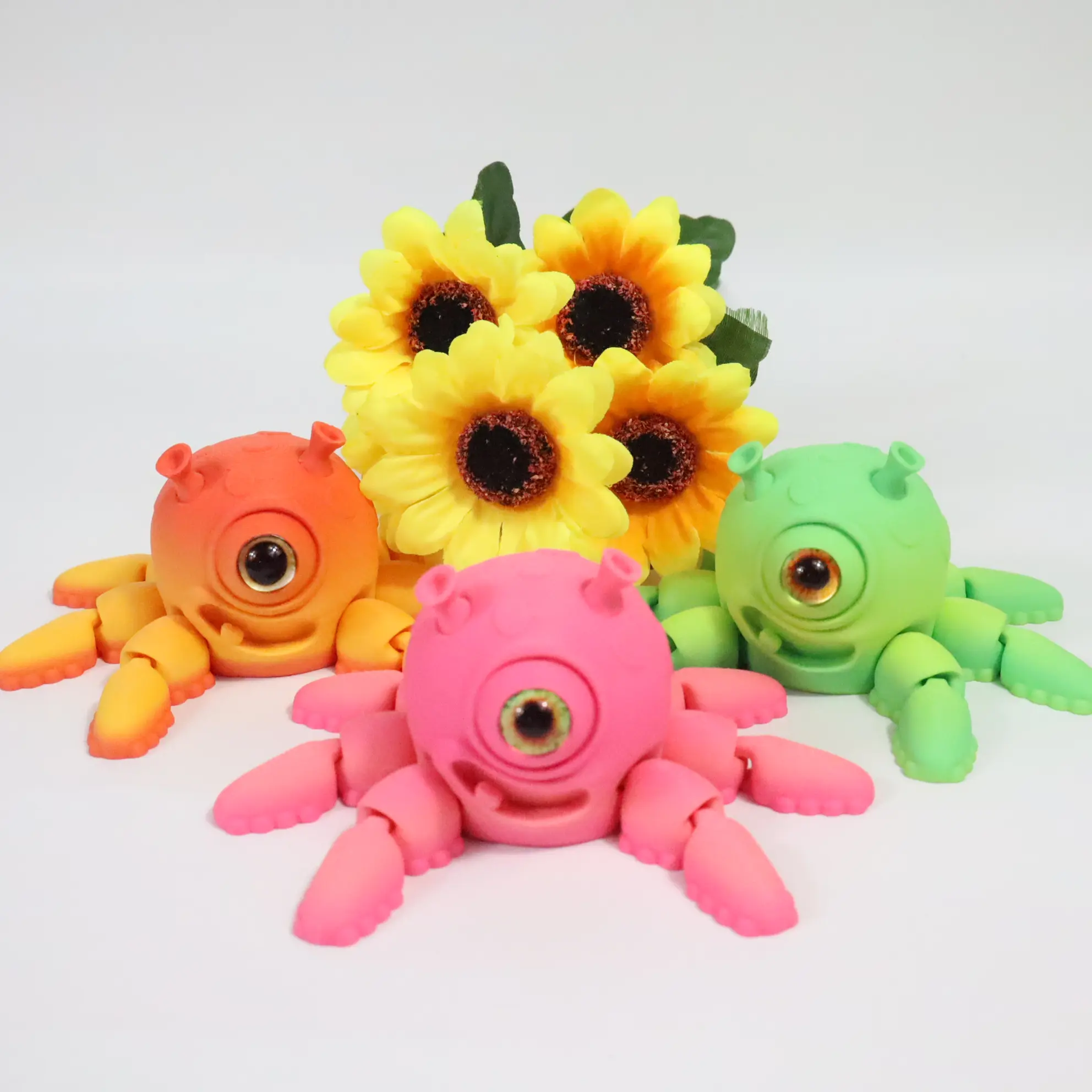 3D Printed Alien One-Eyed Squid Toy, Colorful Six-Legged Squid, Cute Funny Alien Doll, Party Gift, Christmas, Halloween, Thanksgiving, Stocking Stuffers
