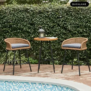 [SummerVibes]DAYALANE Neil Outdoor Cane Bar Stools Durable and Stylish Design for Outdoor Use