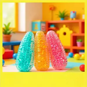 Crystal Corn Squishy Stress Ball, Transparent Glitter Fidget Toy with Slow Rebound, Crystal Clear Decompression Squeeze Ball, Fun Vent Toy for Work, School & Daily Stress Relief, Cute Sensory Fidget Toy for Anxiety Relief & Relaxation,