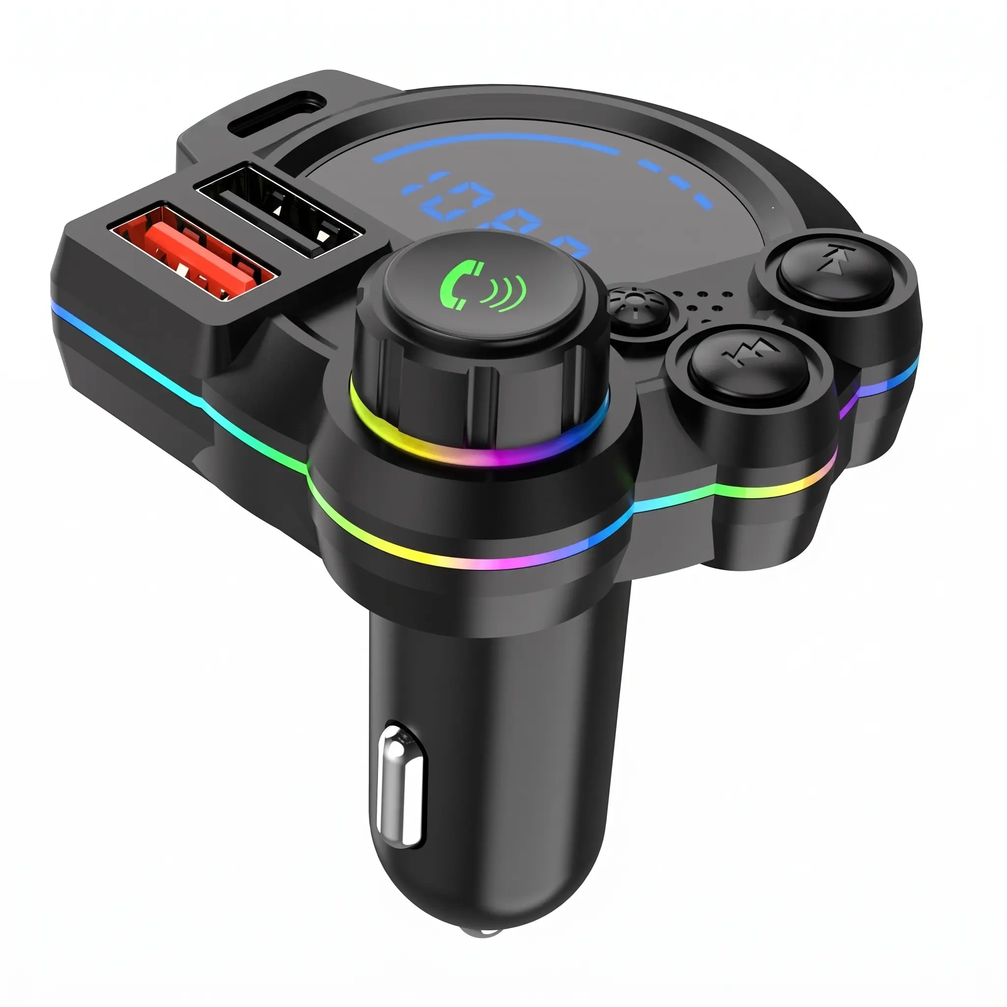 30W Type-C Car Charger & Bluetooth 5.3 FM Transmitter, Wireless MP3 Player with Dual USB Ports, Premium Wireless FM Transmitter with Fast Charge – BT for Superior Audio and Hands-Free Calling, Car Accessories & Road Trip Essentials