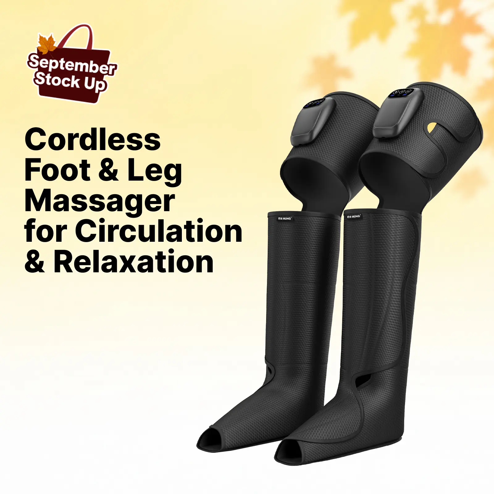 【FIT KING】Air Compression Cordless Foot and Leg Massager, Leg Massager, No External Hoses & Handheld Controller, Easy to Use for Travel, Mom, Dad, Athletes, mothersday gift summerwins,dorm essentials