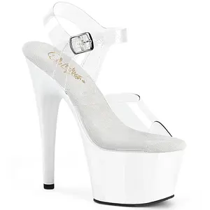 Pleaser Adore-708 Women's High Heel Platform Sandals - Clear/White Shoe, Fashion Heeled Platform Heel Pumps, Stylish Footwear