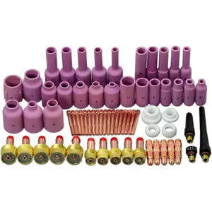 TIG  Gas Lens Collet  Alumina Nozzle Ceramic Cups Assorted Size Kit Fit QQ300 PTA DB SR WP 17 18 26 TIG Welding  67 count