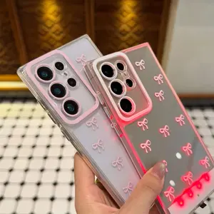 Vibrant LED Bow Phone Case for Samsung Galaxy S26/S25/S24 Ultra, Flash Light up Incoming Call Phone Case, Fashionable Protective Cover, Unique Design for Daily Use