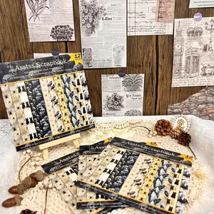 Scrapbooking Paper Pad, 12 Sheets Vintage Skull Background Scrapbooking Paper, DIY Decorative Papers, Scrapbook Materials for Journaling, Collage Art, Greeting Cards