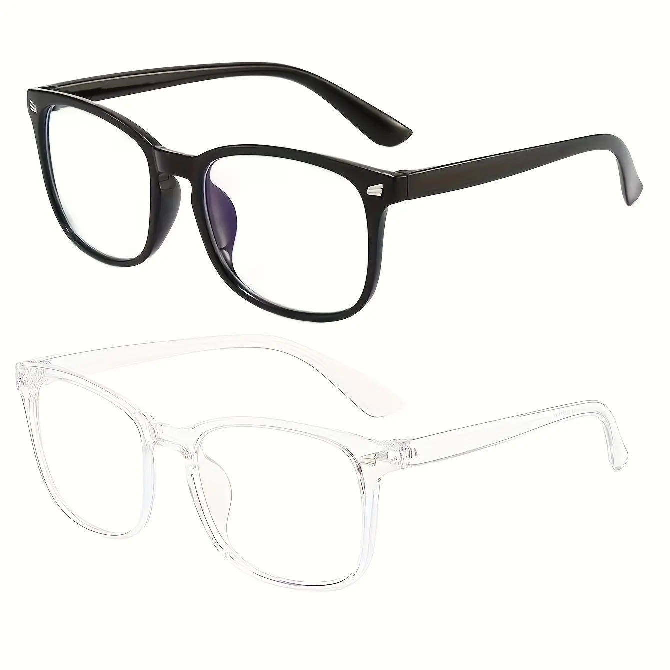 2 Pairs of Unisex Square Light Blue Computer Glasses - Anti-Blue Light Advanced Shading Glasses, And Anti- Retro Style led halloween mask, Blue Light Blocking Lens