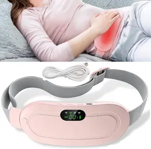 Portable Cordless Heating Pad for Period Cramps | Fast-Heated Belly Wrap with 3 Heat Levels & 4 Massage Modes | Menstrual Back/Belly Pain Relief Warm Gift for Women (Pink)