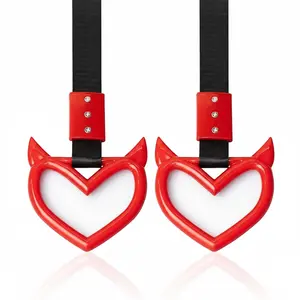 2 Pieces Heart Handle Keychains Car Accessory Heart Hand Strap Drift Charm for Car Interior Exterior Decoration(Red,Devil Style)black exercise