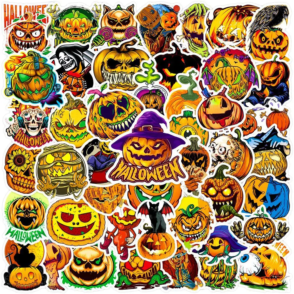 50pcs Gothic Pumpkin Halloween Stickers, Perfect for Scrapbooks Journals Laptops Water Bottles Cars, Positive Message Gift Ideas