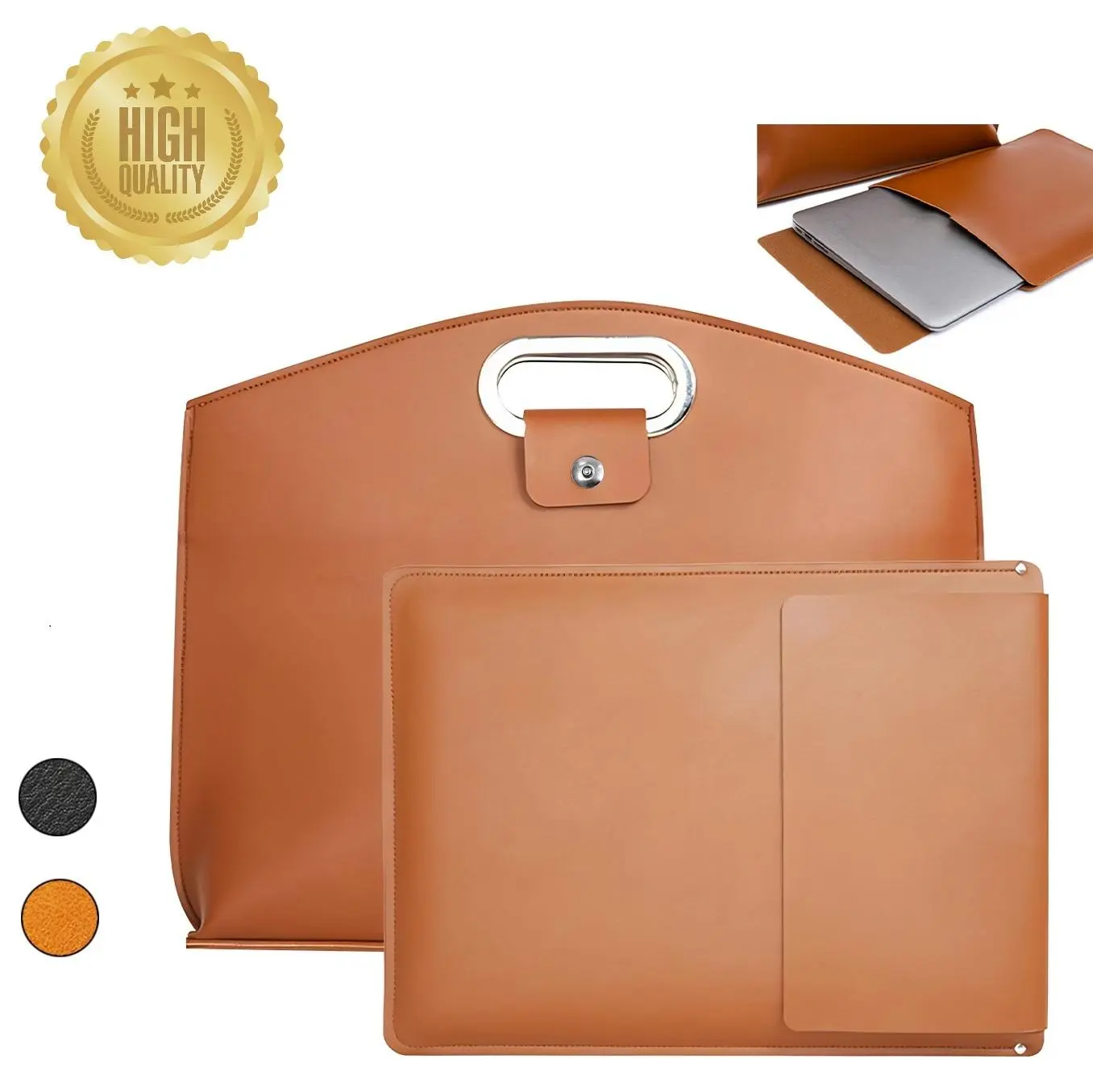 Women's 2-Piece Chic Minimalist Multi-Functional Office Work Bag - Waterproof PU Leather Tote, 14-16In Laptop Compartment, Tablet Sleeve Pouch, Durable Laptop Travel Bag for Office/Travel #mothersdaygift#SummerVibes