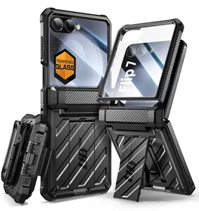 SUPCASE Unicorn Beetle Pro Case for Samsung Galaxy Z Flip 7 with Built-in Stand & Belt-Clip Hinge Protection Front Tempered Glass Screen Protector Full Body Military-Grade Phone Cover support magnetic wireless