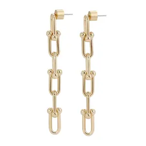 Margaux 6 Link Drop Earrings - Gold Color, Simple Design, Adjustable Chain