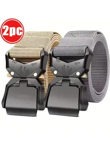 Men Women Canvas Nylon Automatic Buckle Tactical Belt, Casual Military Style Durable Waistband, All Seasons Fashion Accessory