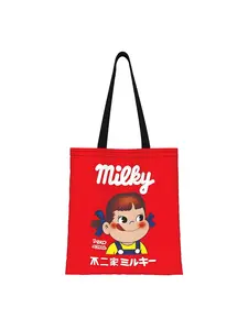 1PC Milky Peko Chan Reusable Double - Sided Canvas Tote Bag - with Fixed Shoulder Straps Unlined No-Closure Handbag - High-Capacity Versatile Tote for Shopping & Cat Lovers Gift