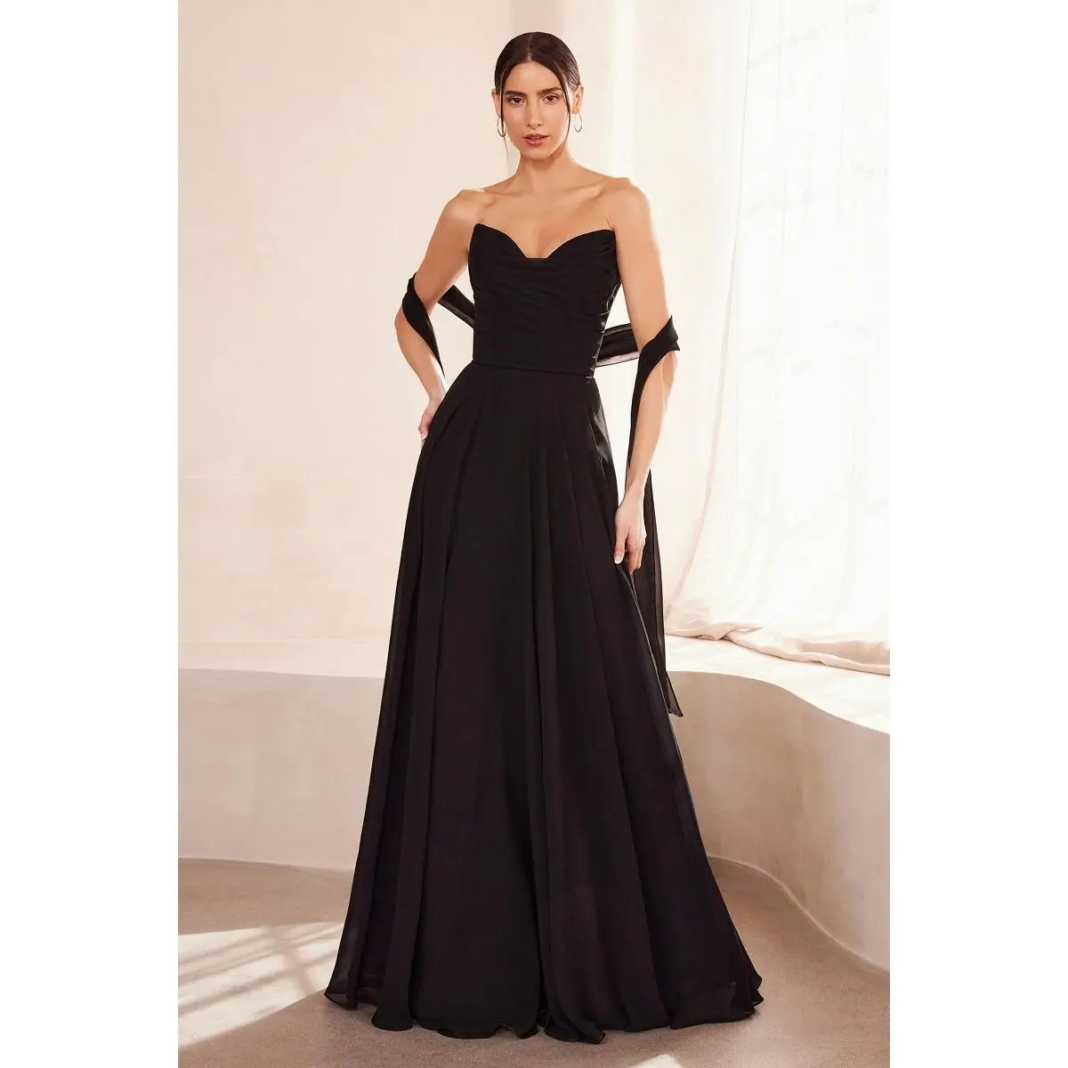 Ariel Sweetheart Chiffon A-Line Dress