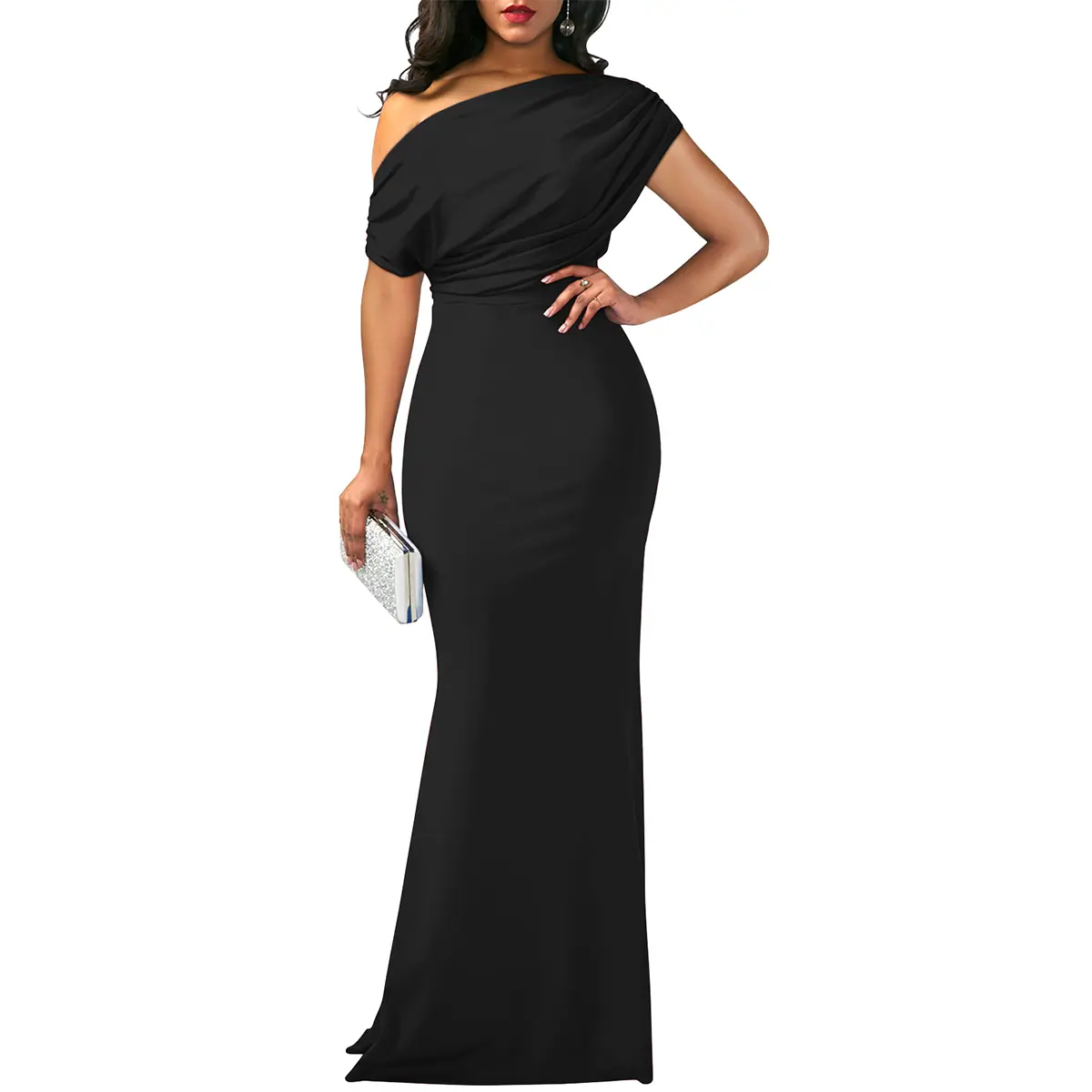OYS Women's Elegant Sleeveless Off Shoulder Bodycon Long Formal Party Evening Dress Fabric Polyester OYS Women's Elegant Sleeveless Off Shoulder Bodycon Long Formal Party Evening Dress Fabric Polyester