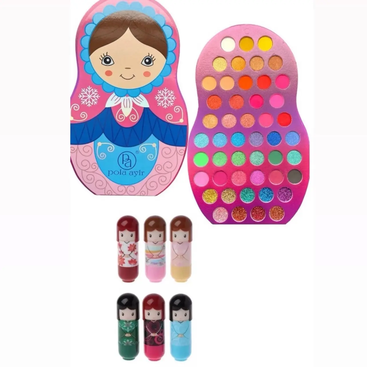Pola Aylr 48 Rich Color Russian Doll Eyeshadow palette & 6pc Magical PH kimono doll lipstick set!