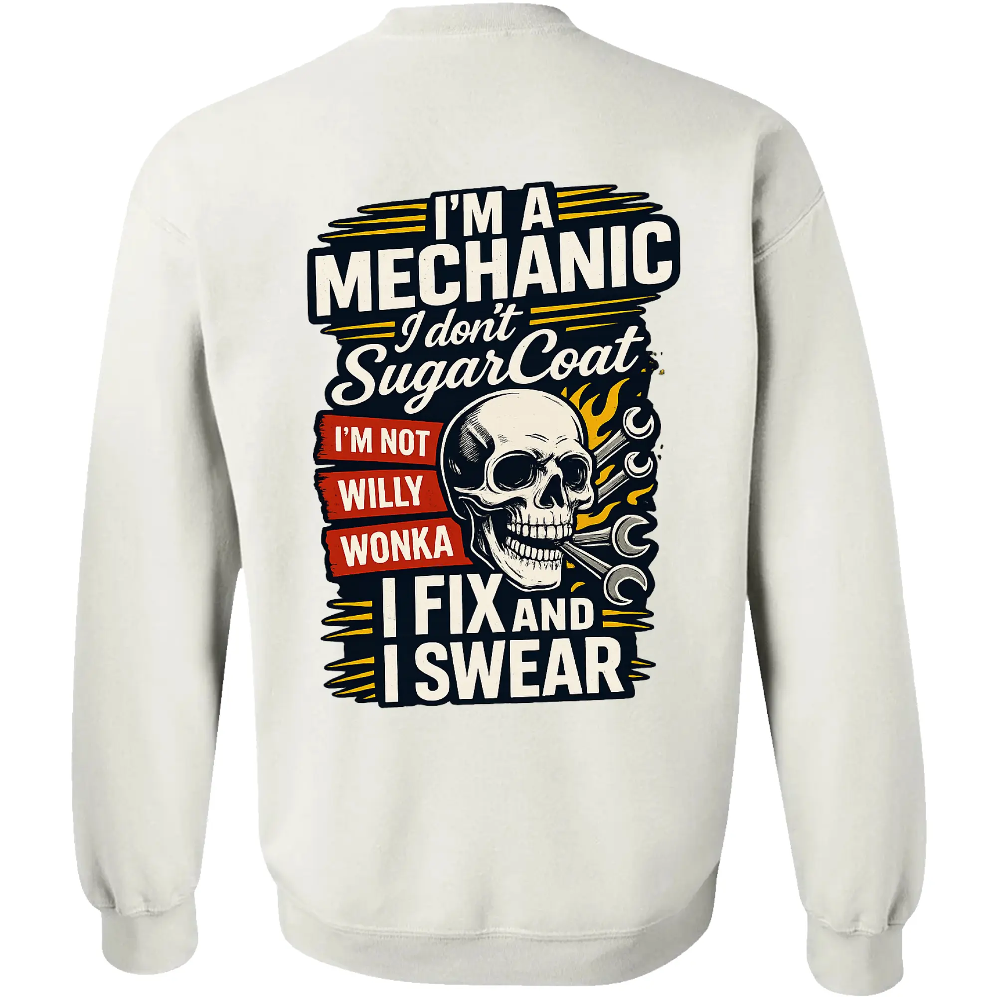 Men's Cotton Blend Graphic Sweatshirt, Funny Mechanic Sweatshirt, I Fix And I Swear Crewneck, Skull Mechanic Graphic Pullover, Auto Repair Sweatshirt, Garage Worker Gift, Mechanic Humor Sweatshirt