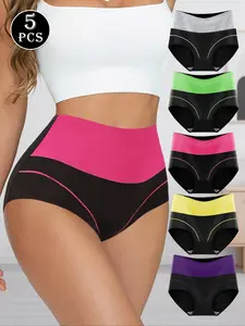 Women's Seamless High-Waisted Underwear Set - 5-Pack Full Coverage Briefs, Panties, Silky Soft Fabric for Optimal Comfort & Perfect Fit, Ideal for Daily Wear, Must-Have Women's Intimates, All-Day Comfort, The Ultimate Underwear Solution, Lingerie