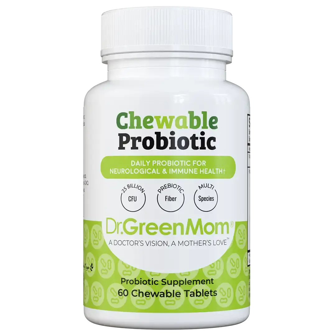 Dr. Green Mom Kids' Chewable Probiotic Tablets - Daily Digestive Wellness, Gut Flora & Microflora Balance Support, Great-Tasting Health Supplement