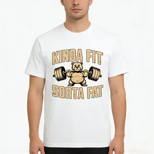 Funny Weightlifting Bear Tee – Cotton Heavyweight Oversized Gym Shirt