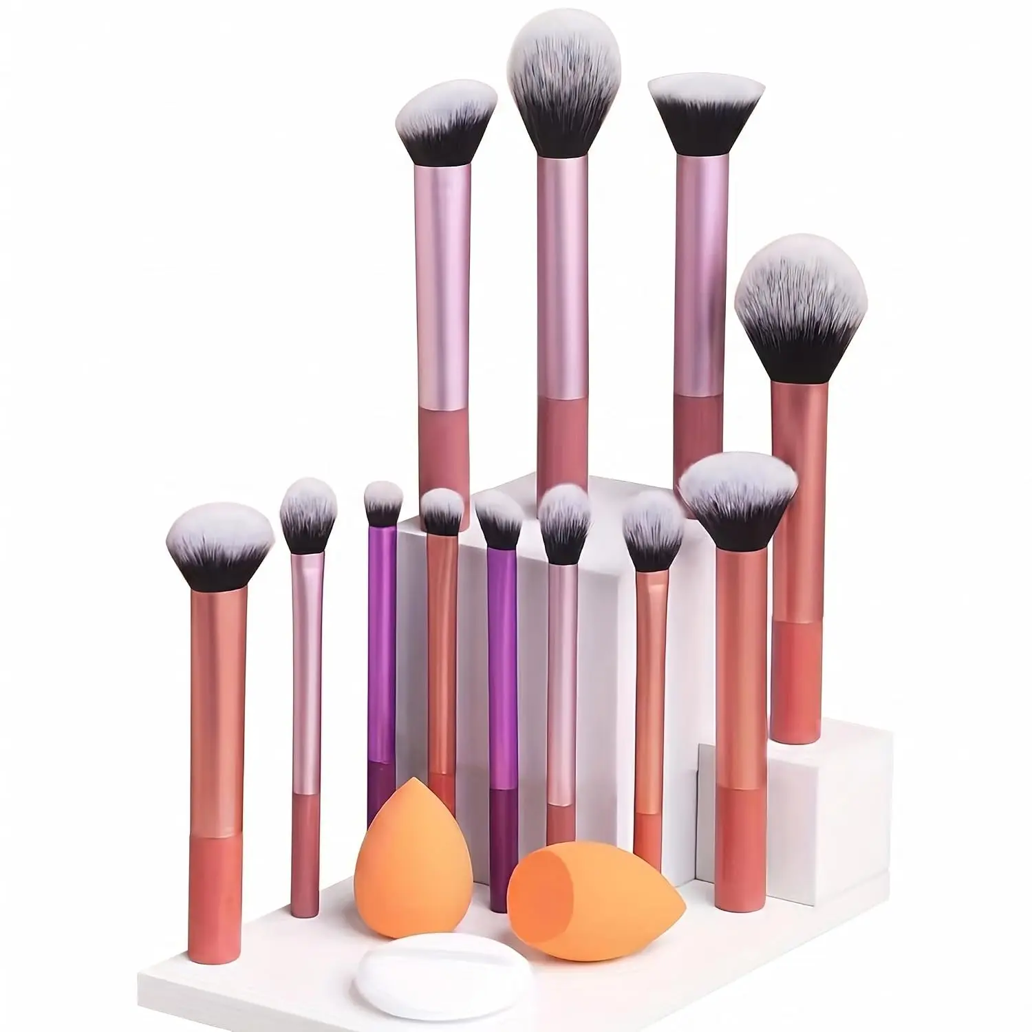 15 Piece Everyday Essentials Makeup Brush , Includes 12 Brushes & 3 Makeup Sponges for Foundation, Blush, Bronzer, Contour, Eyeshadow & Powder, Travel Gift , Cruelty-Free & Vegan Multi-Color Facial Razor