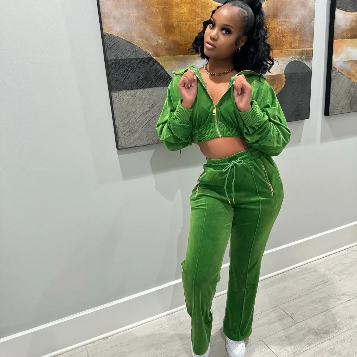 Jade Velour Tracksuit