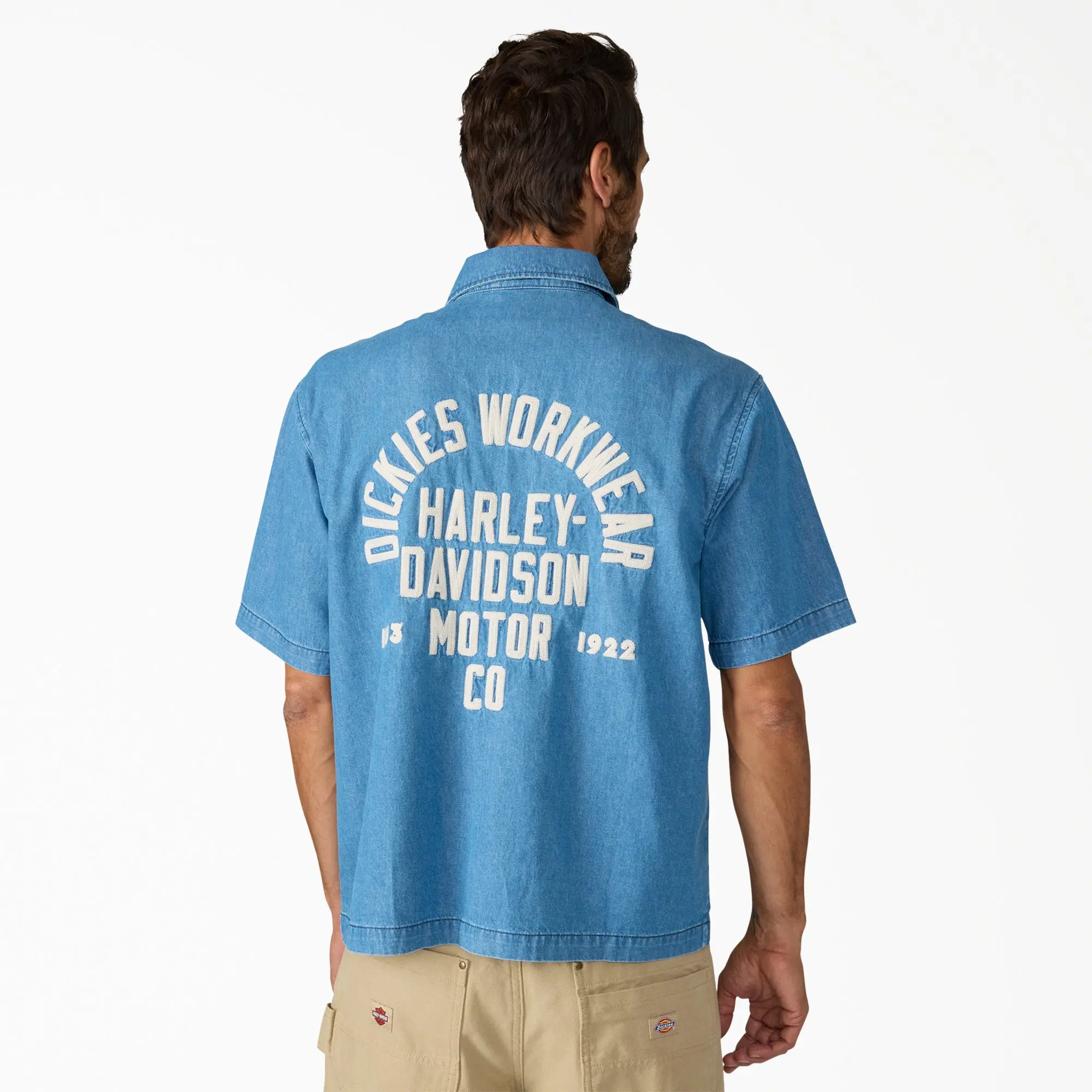 Dickies x Harley-Davidson® Boxy Fit Chambray Embroidered Work Shirt