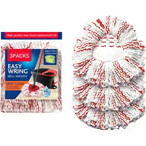 3 Pack Spin Mop Heads Replacements with Scrubbing Pad Refills  For O-Cedar EasyWring 1-Tank System Upgraded 2-in-1 Spin Mop Refill Built-in Scrub Pads for Stuck-on Deep Cleaning 40% More Efficient summerwins