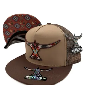 TEXHORN Cap Style El Moral Handcrafted with Unique Logo Brown Mesh Back Adjustable Snapback Hat