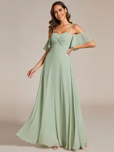Ever-Pretty Spring Spaghetti Strap Sweetheart Chiffon A-line Bridesmaid Dress with Knot 02013
