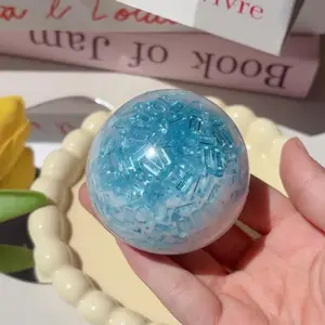 1 count Blue Glacier Hand Exercise Ball, Squishy Stress Balls, Suitable for Children And Adults, Is a Slow-Rebound Sensory Toy That Helps Vent Emotions And Improve Focus, This Soft Ball Is a Stress-Relief Ball for Gripping, Stretching