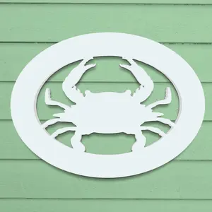 JennyGems Outdoor Crab Wall Decor – Coastal Nautical Beach House Accent for Home, Garage, Shed – Weatherproof Crab Sign – Paintable Coastal Wall Art