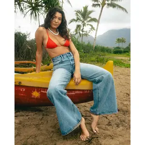 Free Fall High-Waist Denim Flare Pants - Atlantic Deep High Rise Jeans Flared Leg Design