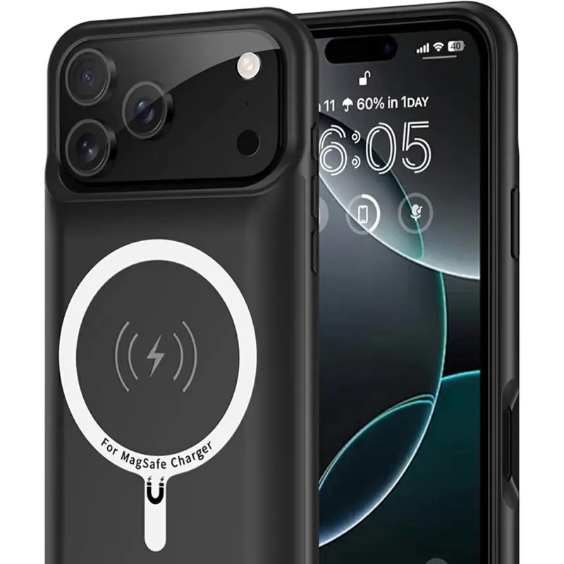Wireless Lightweight Battery Charging Case Accessory for iPhone 17-14, 13-12 Smartphones, Portable Cellphone Power Bank Cover