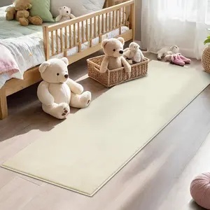 【GARVEE】2x6 Soft Runner Rugs for Bedroom, Black and Beige Fluffy Non-Slip Shag Bedside Runner Mats, Fuzzy Plush Carpet, Washable and Foldable Area Rugs for Dorm, Nursery, Hallway, Indoor Home Decor